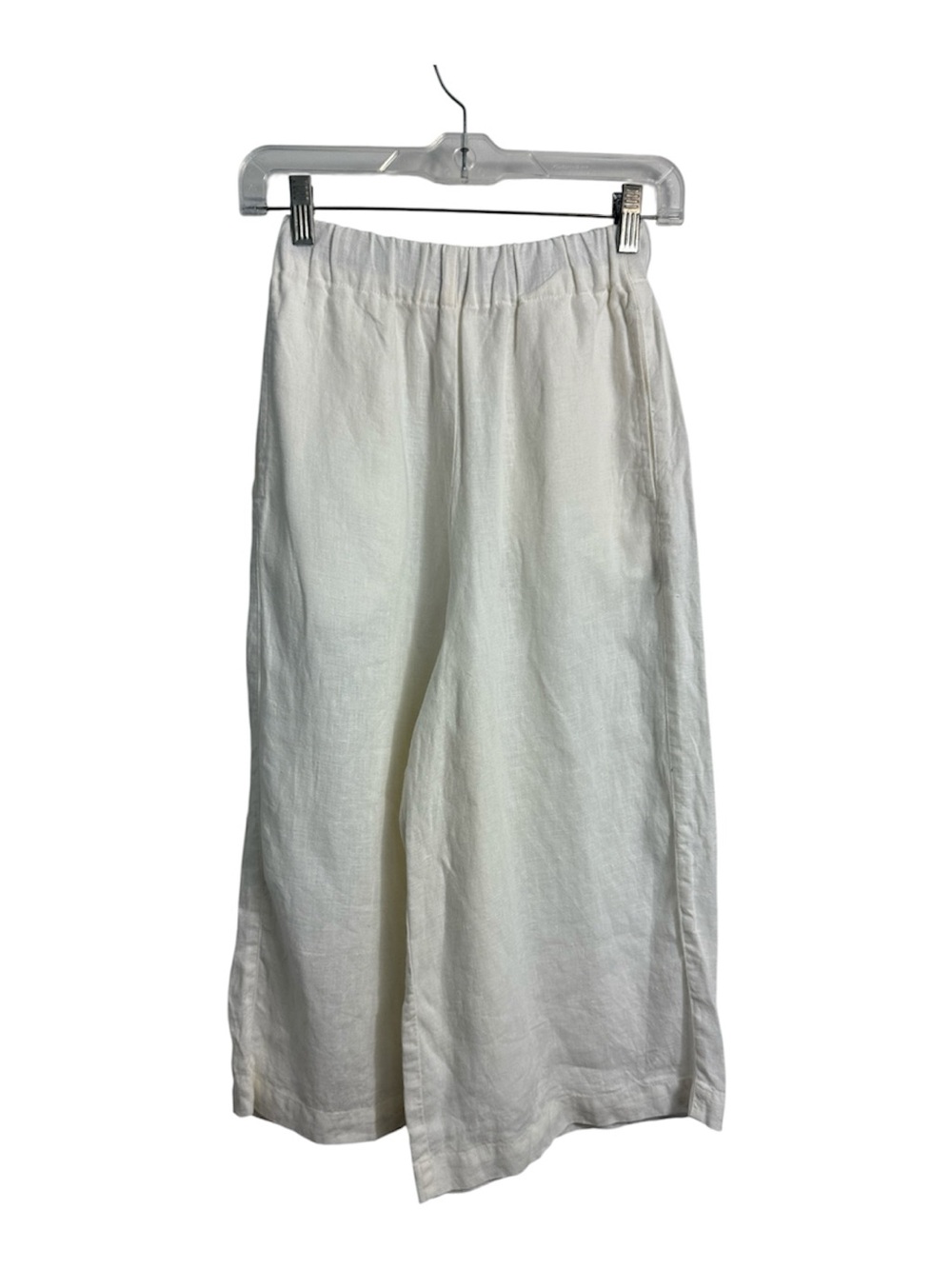 notPERFECTLINEN Cream Wide Leg Cropped Linen Pants